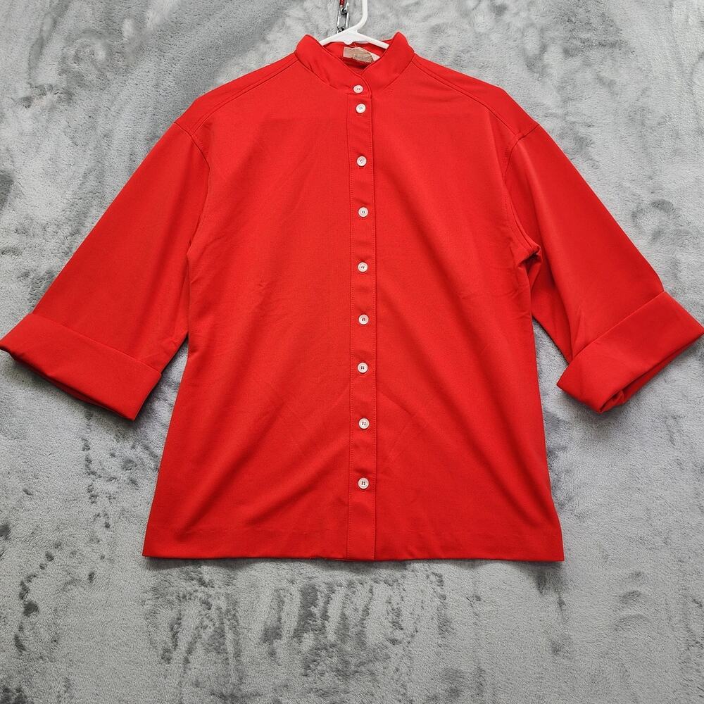 Vintage 70s‎ Lee Mar Pageantry Knit Half Sleeve Jacket Top Size 12 Red Stretch
